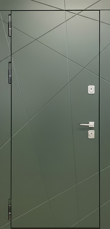 Квартирная стальная дверь с окрашенными зелеными панелями МДФ (подбор цвета по RAL) Квартирная стальная дверь с окрашенными зелеными панелями МДФ (подбор цвета по RAL)